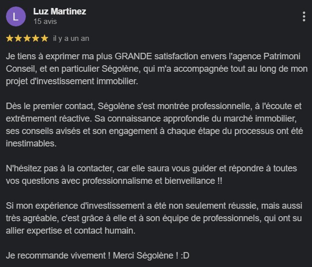 avis Patrimoni Conseil client content de Ségolène avis Patrimoni Conseil client content de Ségolène